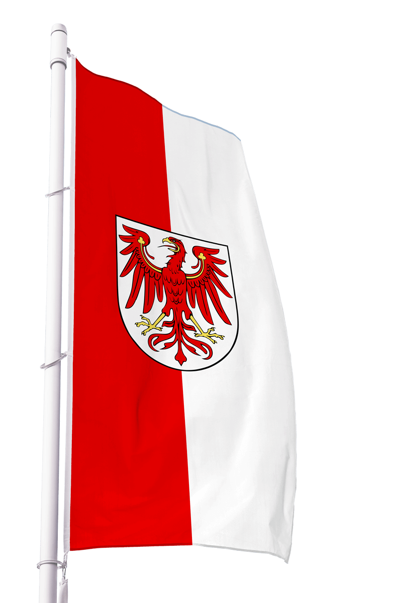 Flagge Brandenburg mit Wappen im Hochformat Premium