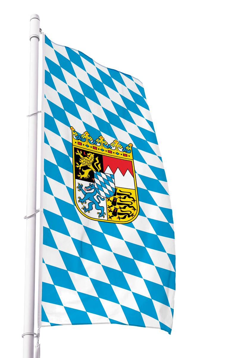 Flagge Bayern Raute mit Wappen im Hochformat Premium