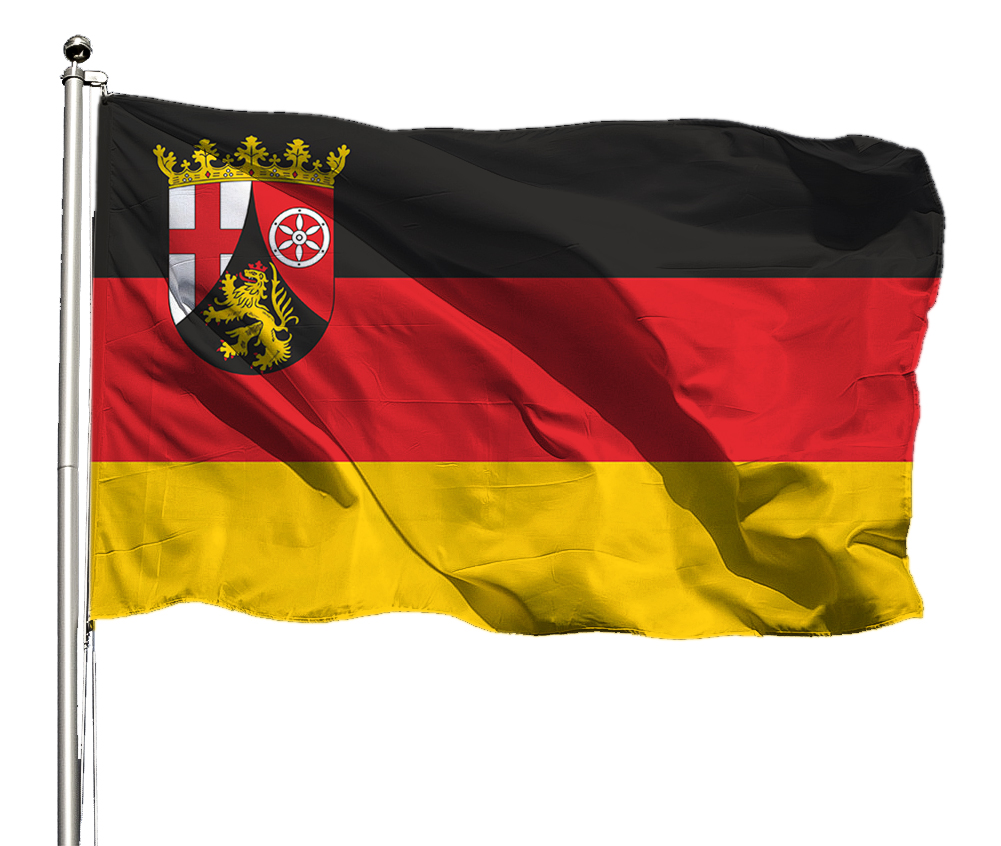 Flagge Rheinland-Pfalz Querformat Premium-Qualität 225x150 cm Kunststoffkarabiner