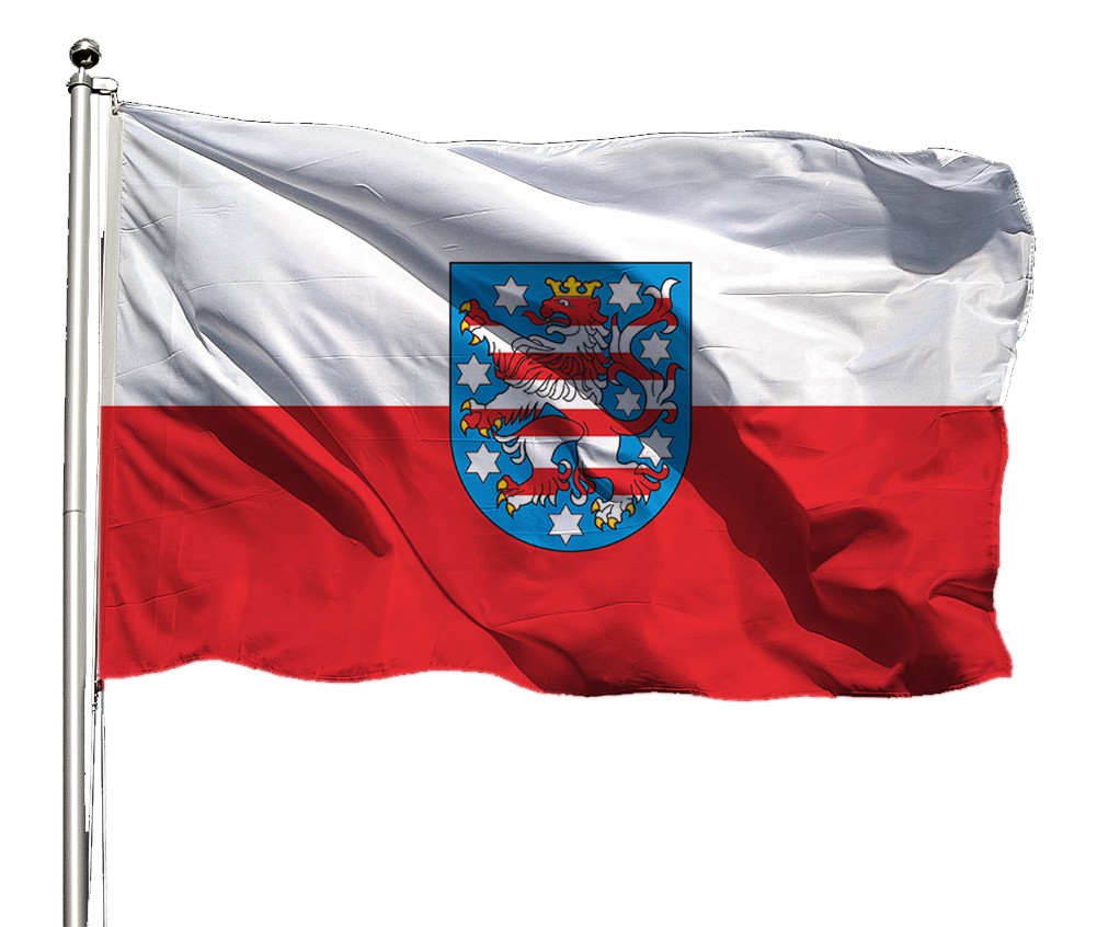 Thüringen mit Wappen Querformat Flagge Premium-Qualität 250x150 cm Ösen