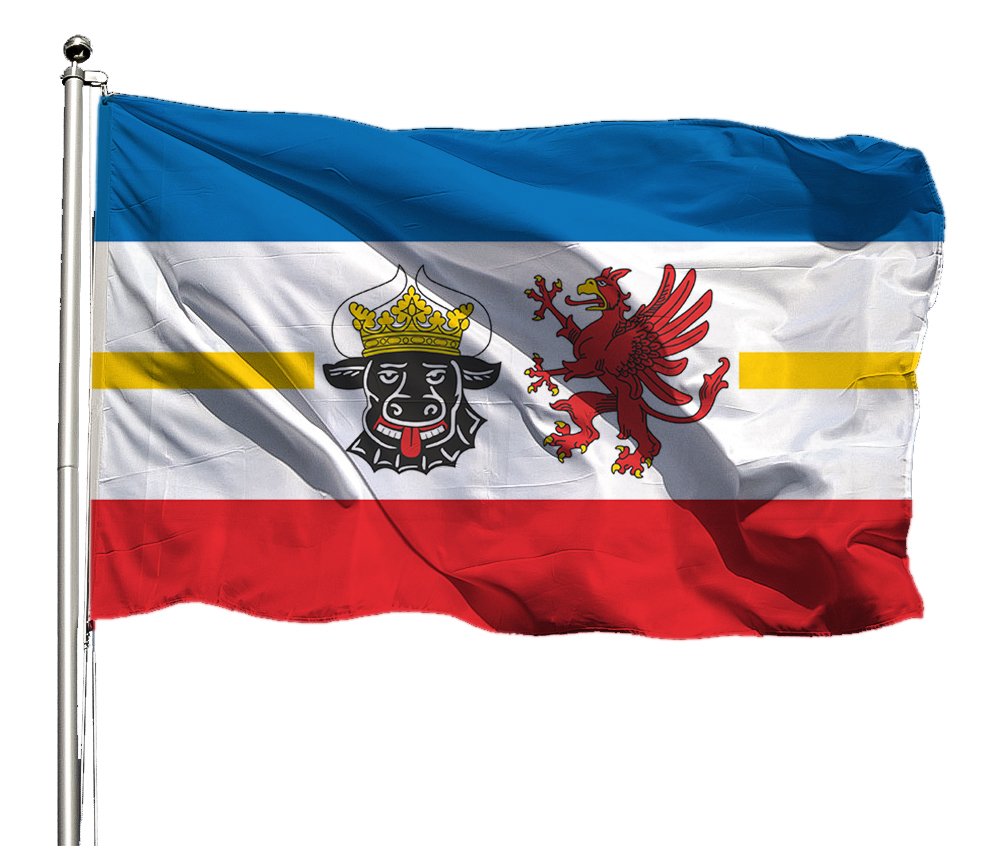 Flagge Mecklenburg-Vorp. mit Wappen Querformat Premium-Qualität