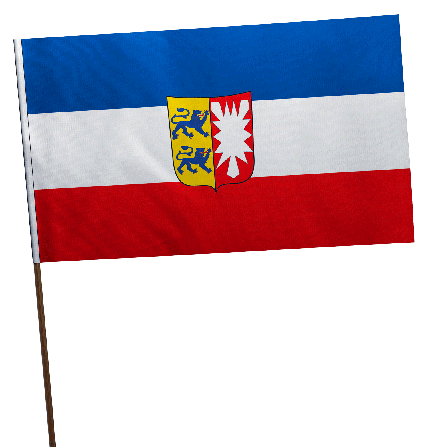 Stockflagge Schleswig-Holstein mit Wappen Premium-Qualität