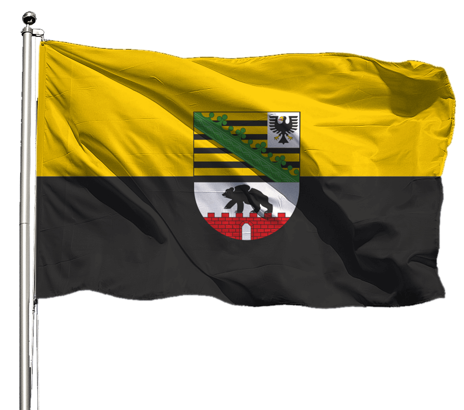 Flagge Sachsen-Anhalt mit Wappen Querformat Premium-Qualität 225x150 cm Strick/Strickschlaufe