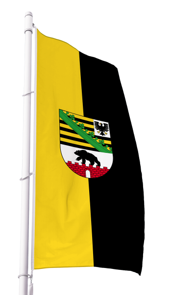 Flagge Sachsen-Anhalt mit Wappen im Hochformat Premium