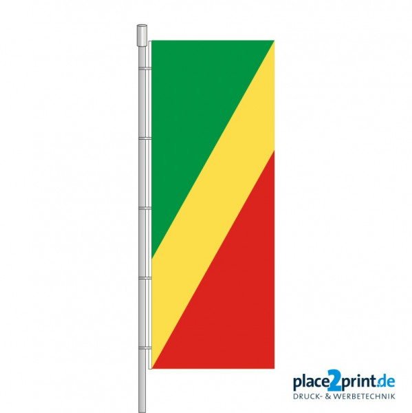 Kongo, Brazzaville Flagge im Hochformat Premium-Qualität
